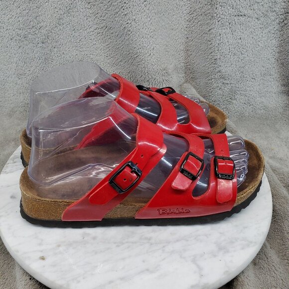 Birkenstock Shoes Womens EU 37 US 6-6.5 Red Leather Birkis Florida Sandals *Read - Picture 4 of 12